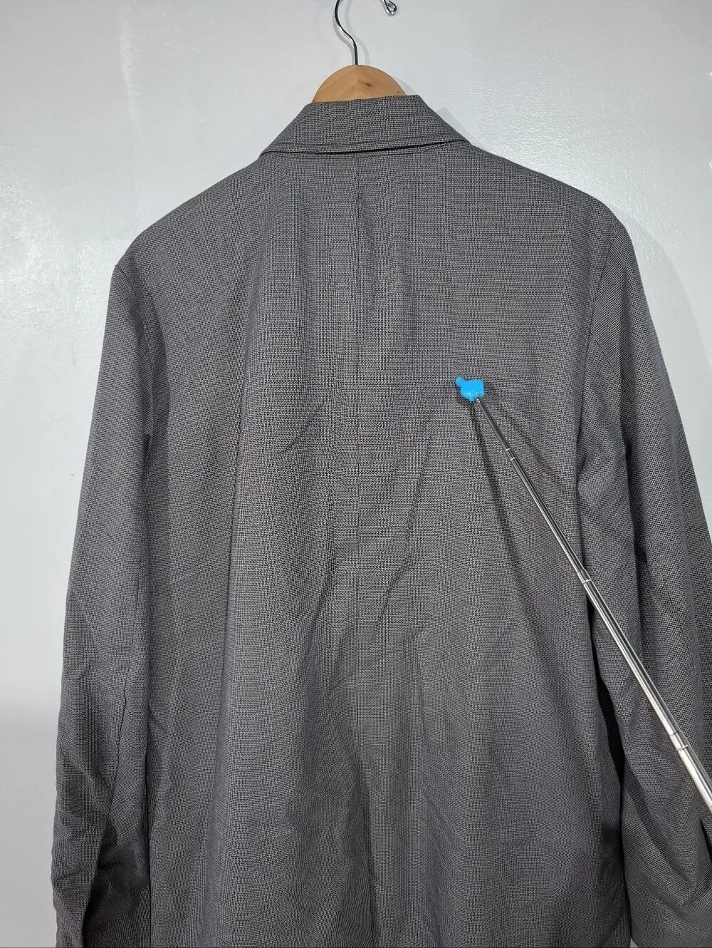 Banana Republic Men's Charcoal Gray Micro-Check Trench Coat Long Cotton Sz M